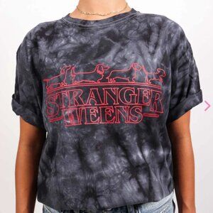Gray Tie-Dye Strange Weens Graphic T-Shirt